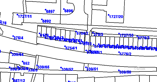 Parcela st. 5752 v KÚ Bystrc, Katastrální mapa