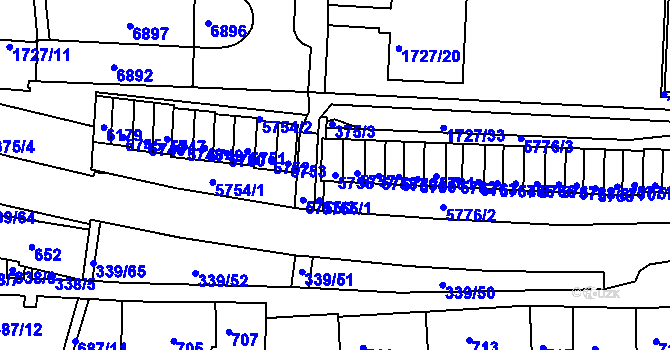Parcela st. 5756 v KÚ Bystrc, Katastrální mapa