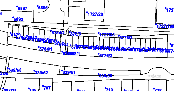 Parcela st. 5759 v KÚ Bystrc, Katastrální mapa