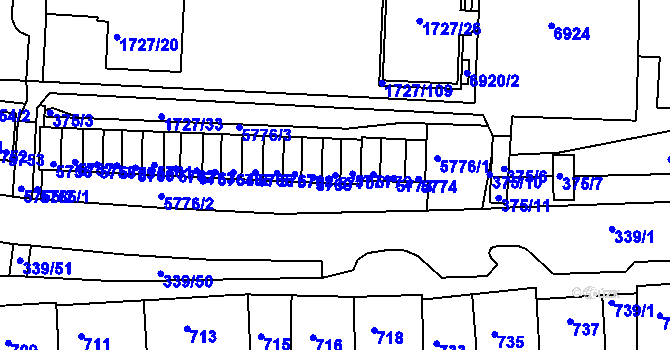 Parcela st. 5770 v KÚ Bystrc, Katastrální mapa
