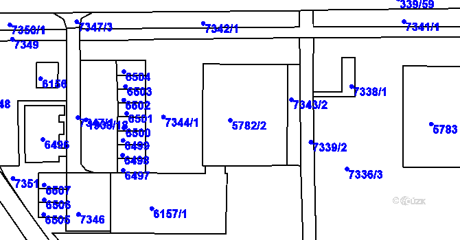 Parcela st. 5782/2 v KÚ Bystrc, Katastrální mapa