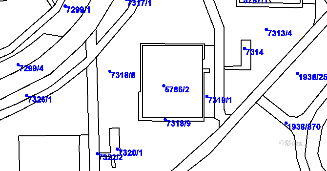 Parcela st. 5786/2 v KÚ Bystrc, Katastrální mapa