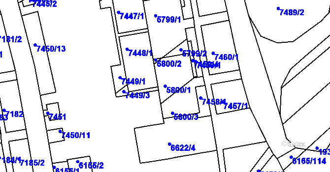 Parcela st. 5800/1 v KÚ Bystrc, Katastrální mapa