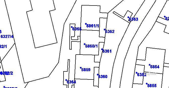 Parcela st. 5860/1 v KÚ Bystrc, Katastrální mapa