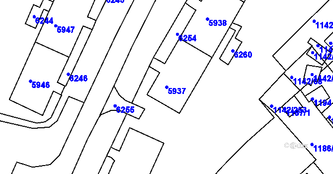 Parcela st. 5937 v KÚ Bystrc, Katastrální mapa