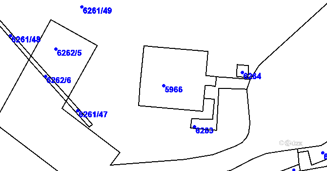 Parcela st. 5966 v KÚ Bystrc, Katastrální mapa