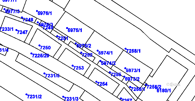 Parcela st. 5974/1 v KÚ Bystrc, Katastrální mapa
