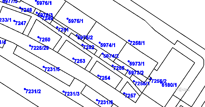 Parcela st. 5974/2 v KÚ Bystrc, Katastrální mapa