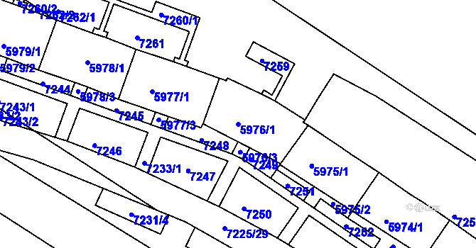 Parcela st. 5976/1 v KÚ Bystrc, Katastrální mapa