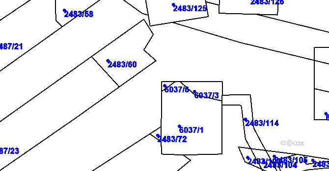 Parcela st. 6037/6 v KÚ Bystrc, Katastrální mapa
