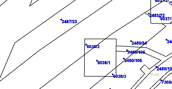 Parcela st. 6038/2 v KÚ Bystrc, Katastrální mapa