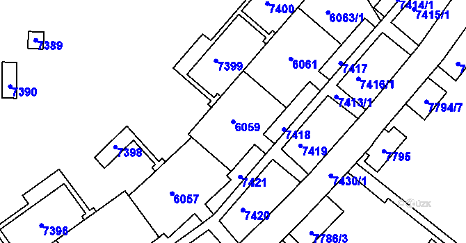 Parcela st. 6059 v KÚ Bystrc, Katastrální mapa