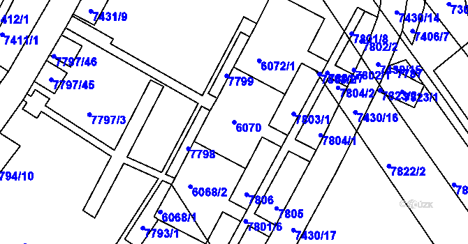 Parcela st. 6070 v KÚ Bystrc, Katastrální mapa