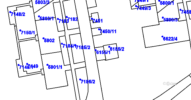 Parcela st. 6155/1 v KÚ Bystrc, Katastrální mapa