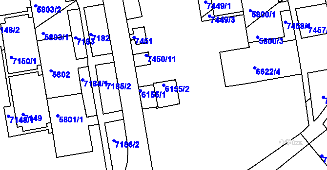 Parcela st. 6155/2 v KÚ Bystrc, Katastrální mapa