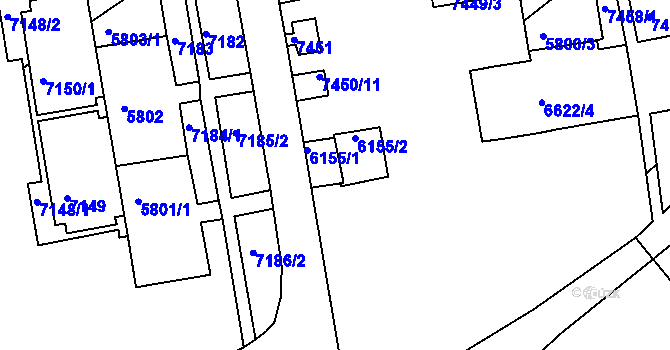 Parcela st. 6155/3 v KÚ Bystrc, Katastrální mapa
