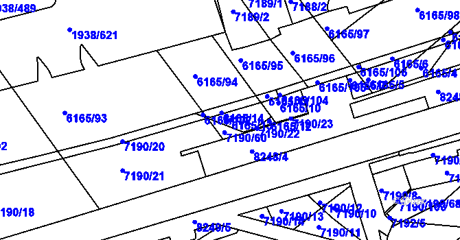 Parcela st. 6165/13 v KÚ Bystrc, Katastrální mapa