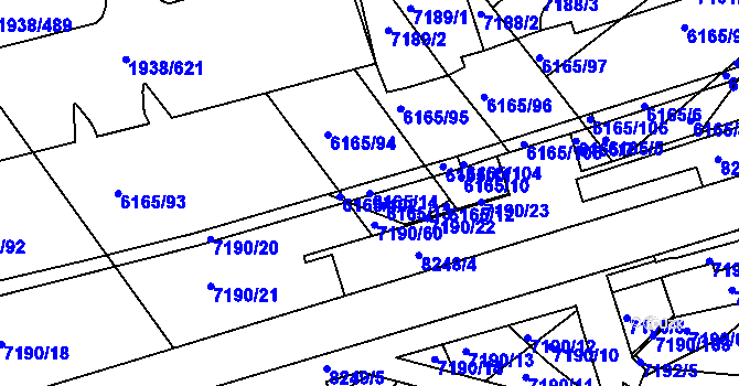 Parcela st. 6165/14 v KÚ Bystrc, Katastrální mapa