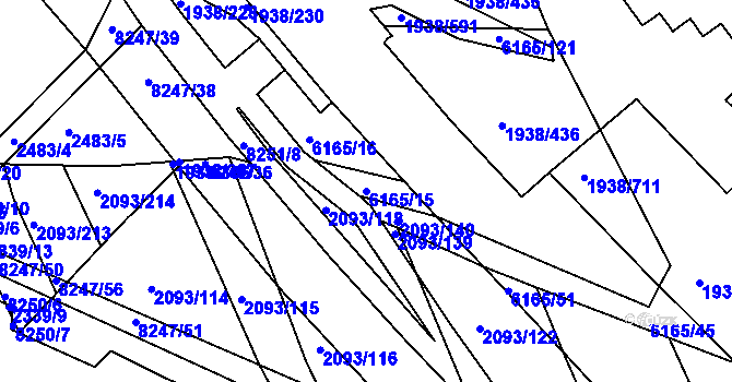 Parcela st. 6165/15 v KÚ Bystrc, Katastrální mapa