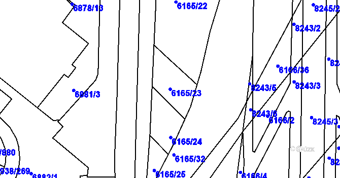 Parcela st. 6165/23 v KÚ Bystrc, Katastrální mapa