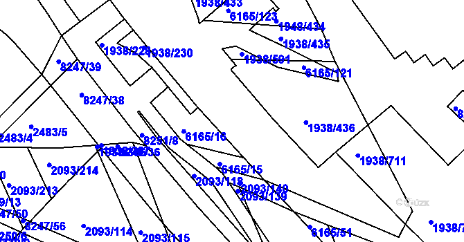 Parcela st. 6165/44 v KÚ Bystrc, Katastrální mapa
