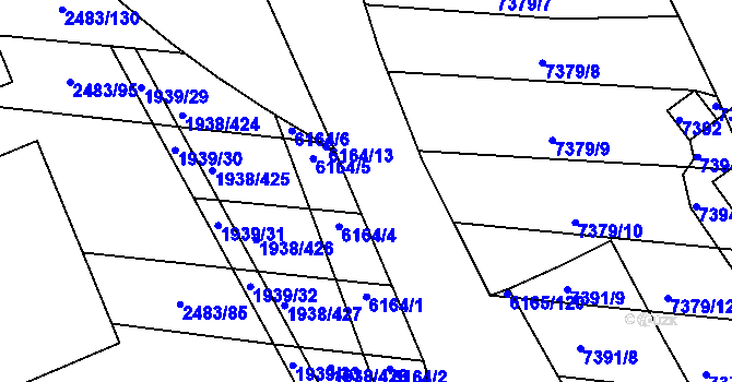 Parcela st. 6165/64 v KÚ Bystrc, Katastrální mapa
