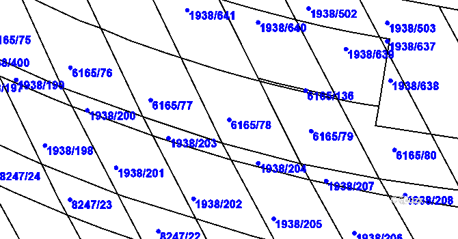 Parcela st. 6165/78 v KÚ Bystrc, Katastrální mapa