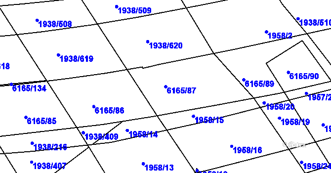 Parcela st. 6165/87 v KÚ Bystrc, Katastrální mapa