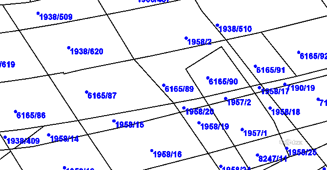 Parcela st. 6165/89 v KÚ Bystrc, Katastrální mapa