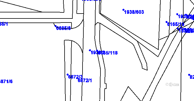 Parcela st. 6165/118 v KÚ Bystrc, Katastrální mapa