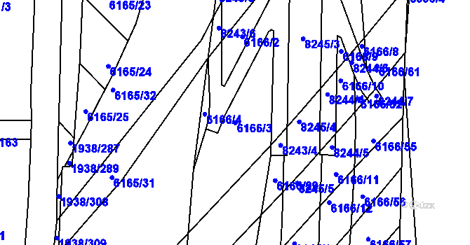 Parcela st. 6166/3 v KÚ Bystrc, Katastrální mapa