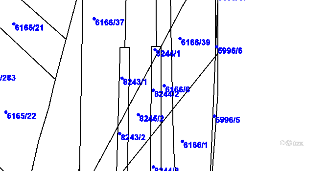 Parcela st. 6166/6 v KÚ Bystrc, Katastrální mapa