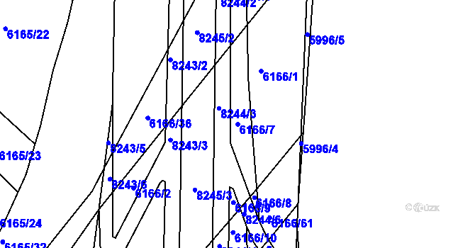 Parcela st. 6166/7 v KÚ Bystrc, Katastrální mapa