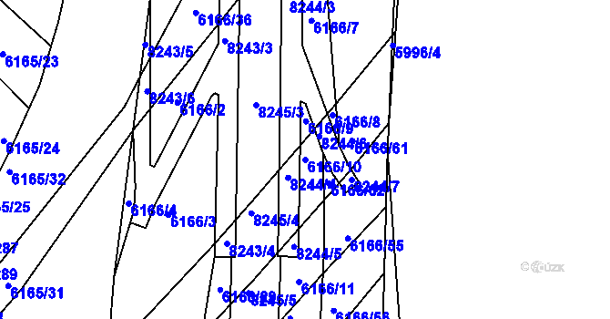 Parcela st. 6166/10 v KÚ Bystrc, Katastrální mapa
