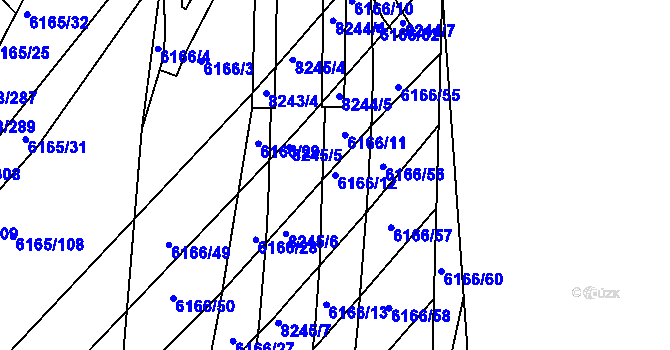 Parcela st. 6166/12 v KÚ Bystrc, Katastrální mapa