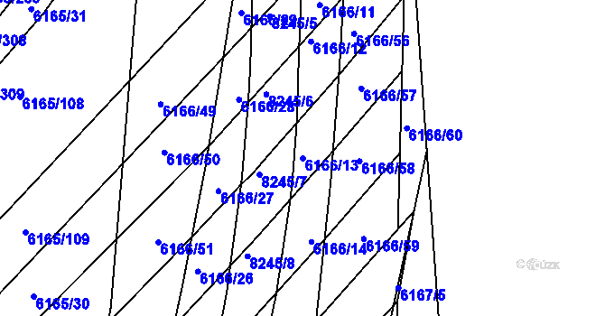 Parcela st. 6166/13 v KÚ Bystrc, Katastrální mapa