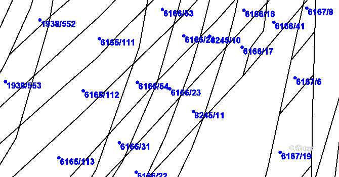Parcela st. 6166/23 v KÚ Bystrc, Katastrální mapa