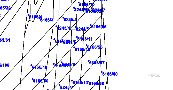 Parcela st. 6166/56 v KÚ Bystrc, Katastrální mapa