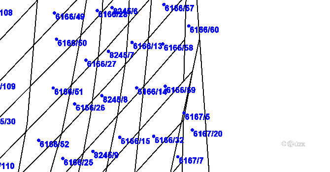 Parcela st. 6166/59 v KÚ Bystrc, Katastrální mapa
