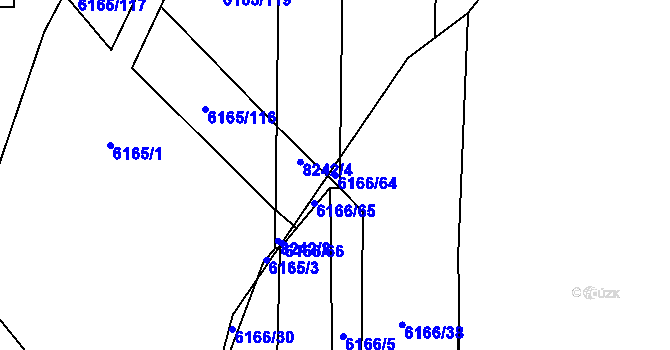 Parcela st. 6166/64 v KÚ Bystrc, Katastrální mapa