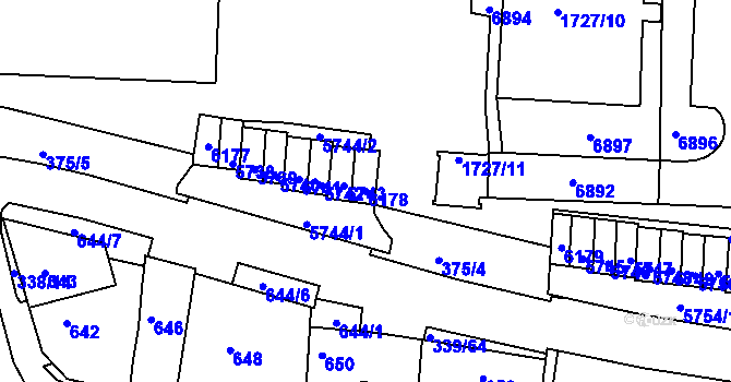 Parcela st. 6178 v KÚ Bystrc, Katastrální mapa