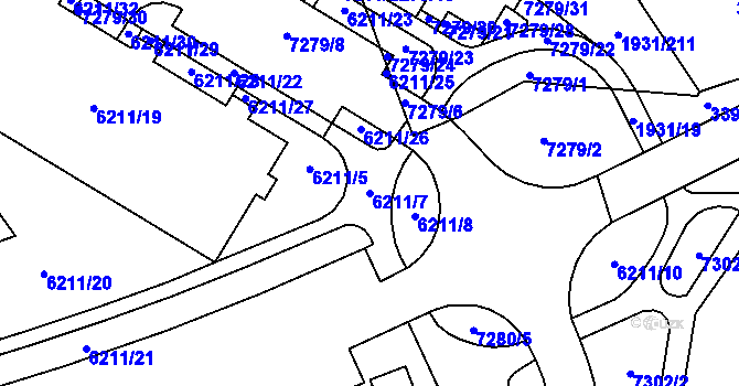 Parcela st. 6211/7 v KÚ Bystrc, Katastrální mapa