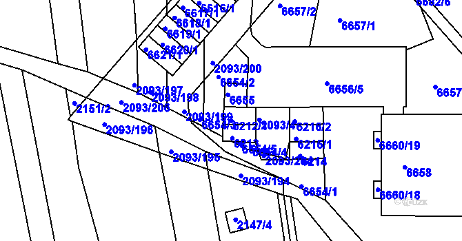Parcela st. 6212/1 v KÚ Bystrc, Katastrální mapa