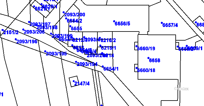 Parcela st. 6214 v KÚ Bystrc, Katastrální mapa