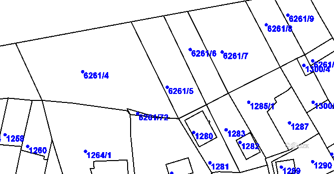 Parcela st. 6261/5 v KÚ Bystrc, Katastrální mapa