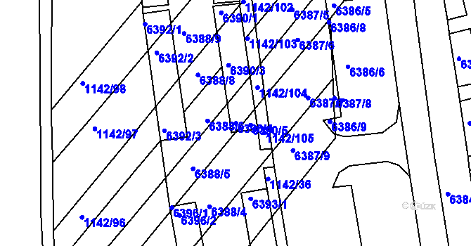 Parcela st. 6390/4 v KÚ Bystrc, Katastrální mapa