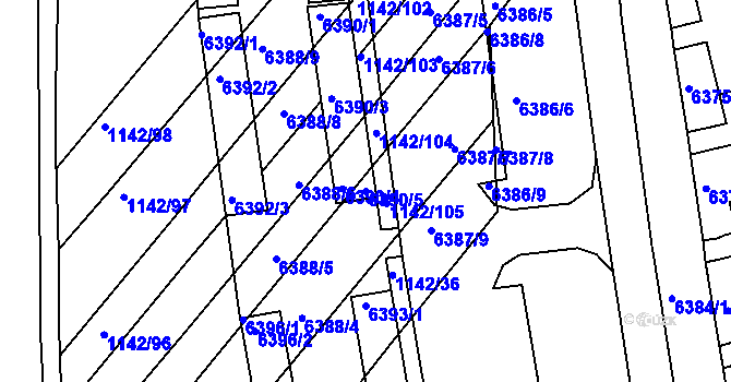 Parcela st. 6390/5 v KÚ Bystrc, Katastrální mapa