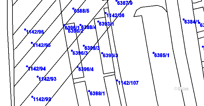 Parcela st. 6393/3 v KÚ Bystrc, Katastrální mapa