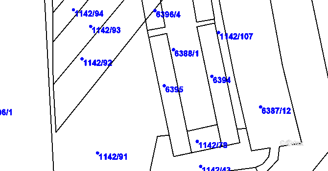 Parcela st. 6395 v KÚ Bystrc, Katastrální mapa