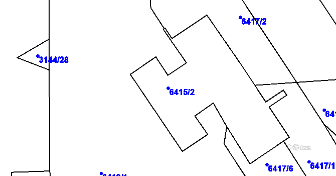 Parcela st. 6415/2 v KÚ Bystrc, Katastrální mapa
